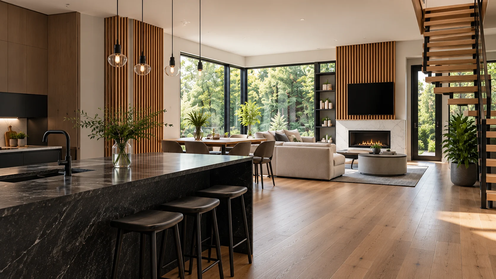 Renovated home with oak details and an open-plan kitchen